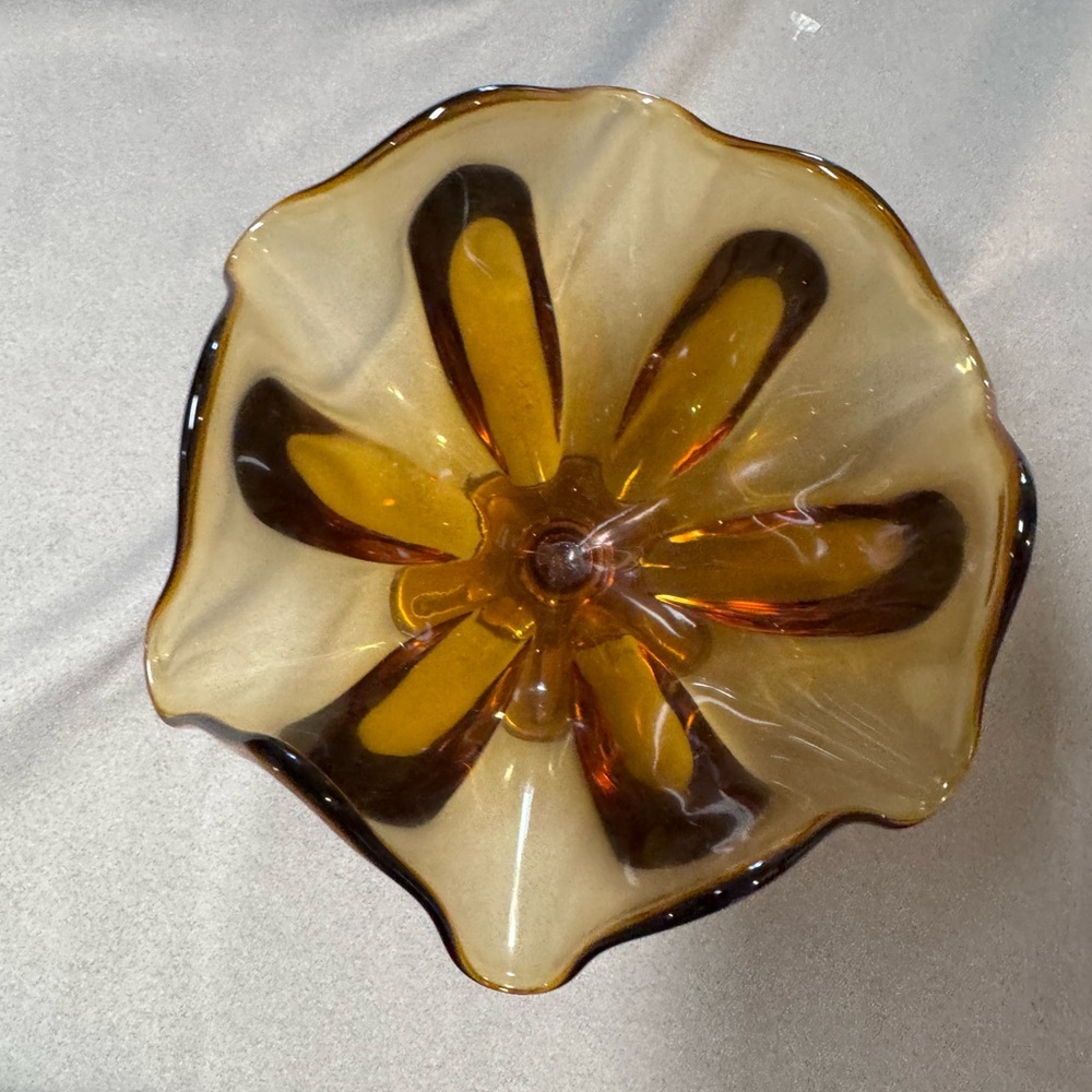 Amber Glass candy dish - Picture 2 of 2
